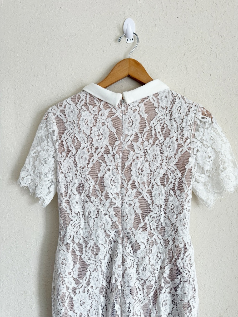 Sierra Darien Elegant White Lace Short Sleeve Midi Dress Size Medium - Picture 7 of 8